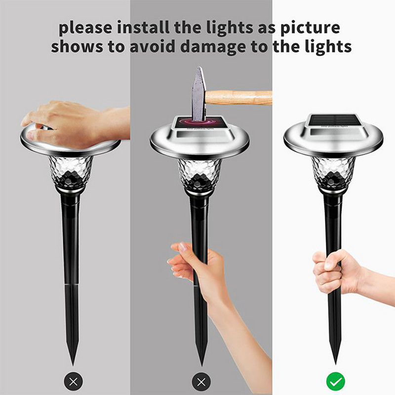 Jauns saules zāliena apgaismojums LED dārza zemes spraudnis āra ūdensnecaurlaidīgs saules ielas apgaismojums nerūsējošā tērauda stikla apgaismojuma gaisma