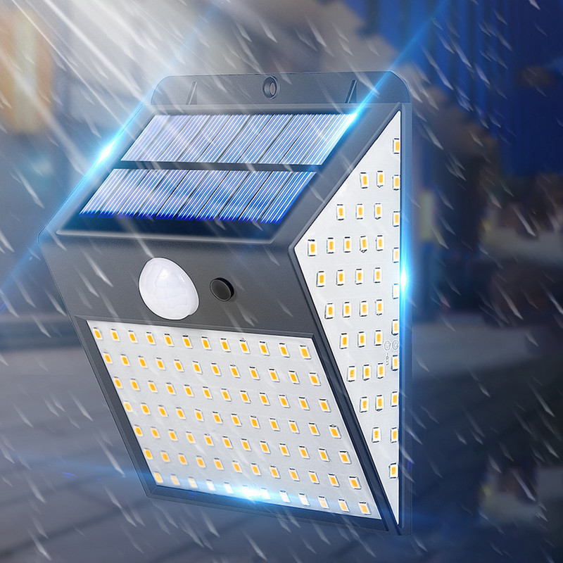 Ūdensnecaurlaidīga 158 LED saules lampu lampa āra saules gaismā ar saules enerģiju darbināma daudzpusīga apgaismojuma sienas lampa dārza dekorēšanai