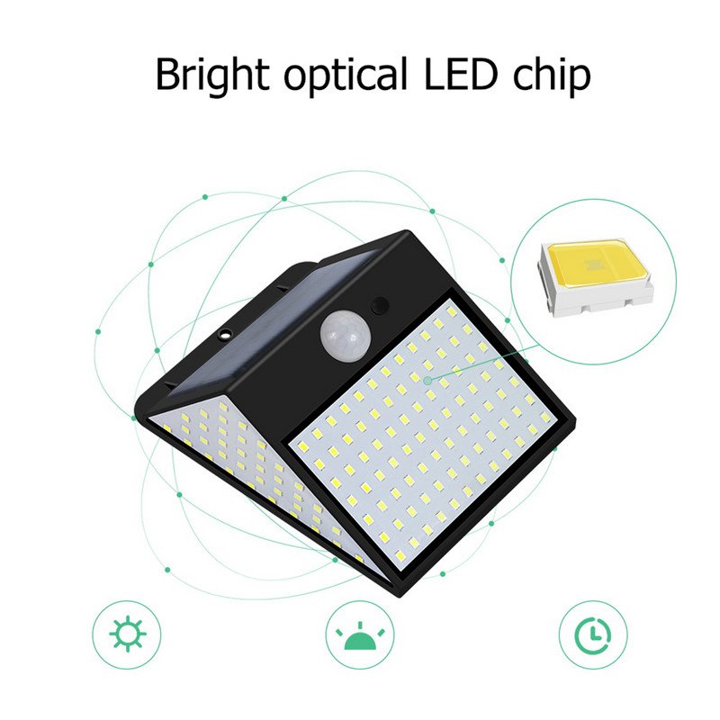 Ūdensnecaurlaidīga 158 LED saules lampu lampa āra saules gaismā ar saules enerģiju darbināma daudzpusīga apgaismojuma sienas lampa dārza dekorēšanai