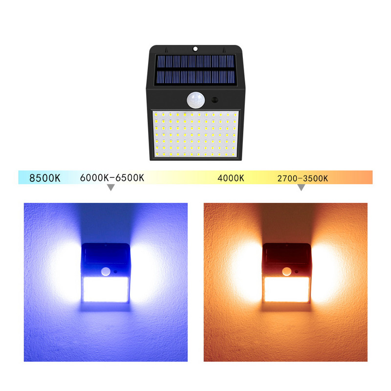 Ūdensnecaurlaidīga 158 LED saules lampu lampa āra saules gaismā ar saules enerģiju darbināma daudzpusīga apgaismojuma sienas lampa dārza dekorēšanai