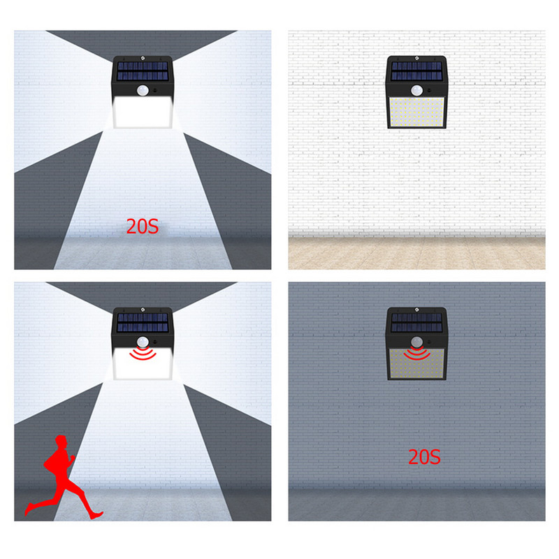 Ūdensnecaurlaidīga 158 LED saules lampu lampa āra saules gaismā ar saules enerģiju darbināma daudzpusīga apgaismojuma sienas lampa dārza dekorēšanai