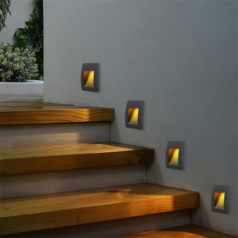 Āra Led Step Stair Light Ūdensnecaurlaidīgs iebūvēts LED Footlight Villa dārza koridors Sienas stūra lampa Alumīnija sienas nakts gaisma