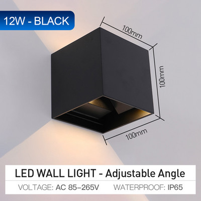6W 12W LED fali lámpa alumínium négyzet állítható szögű LED RGB fali lámpák éjjeli szoba Hálószoba dekoráció Művészet fali lámpa 85-265V