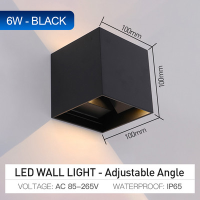 6W 12W LED fali lámpa alumínium négyzet állítható szögű LED RGB fali lámpák éjjeli szoba Hálószoba dekoráció Művészet fali lámpa 85-265V