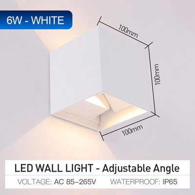 6W 12W LED fali lámpa alumínium négyzet állítható szögű LED RGB fali lámpák éjjeli szoba Hálószoba dekoráció Művészet fali lámpa 85-265V