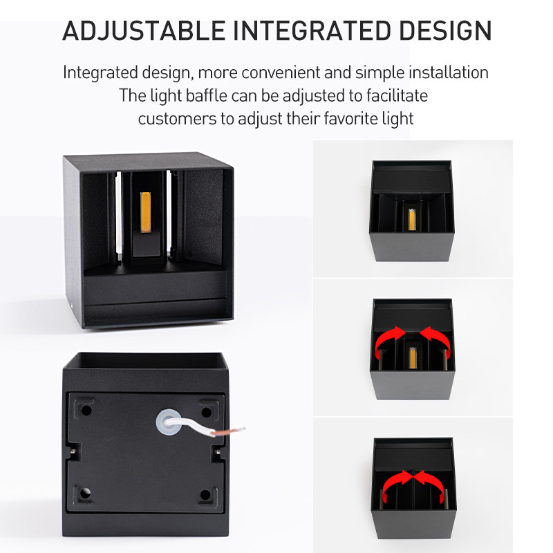 6W 12W LED fali lámpa alumínium négyzet állítható szögű LED RGB fali lámpák éjjeli szoba Hálószoba dekoráció Művészet fali lámpa 85-265V