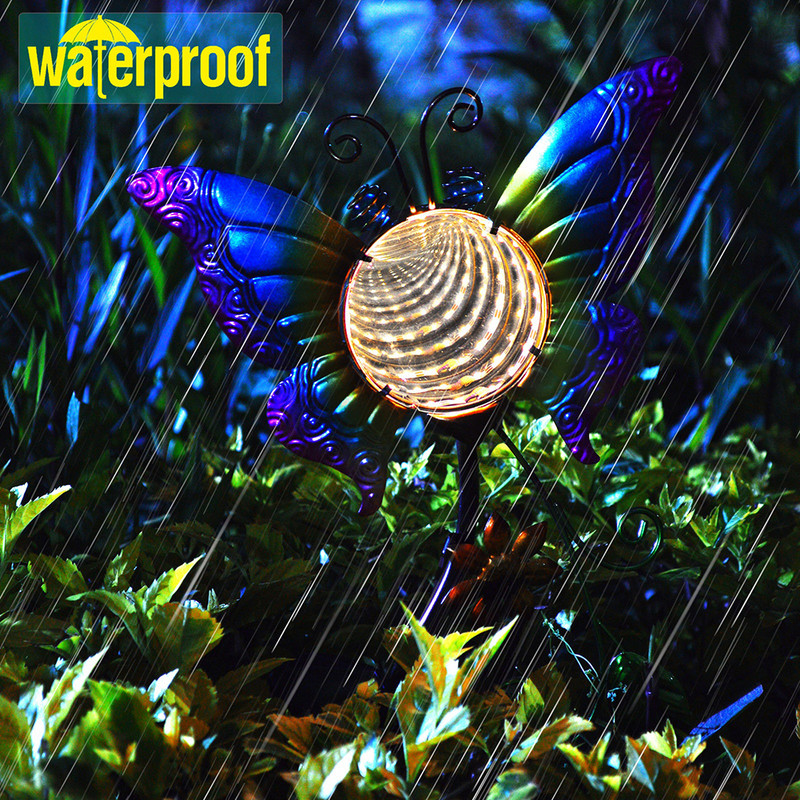Butterfly napelemes kerti lámpafüzér vízálló LED füzér Sun Power kültéri napfény a teraszhoz háztáji gyep ösvényhez