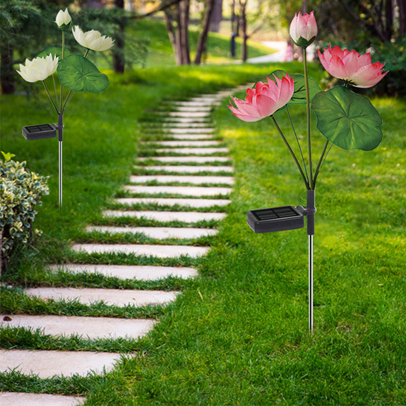 2db 4LED dekoratív lámpák színes gradiens napelemes lótusz udvari füves lámpák világító díszek otthoni dekoráció a terasz park ösvényéhez