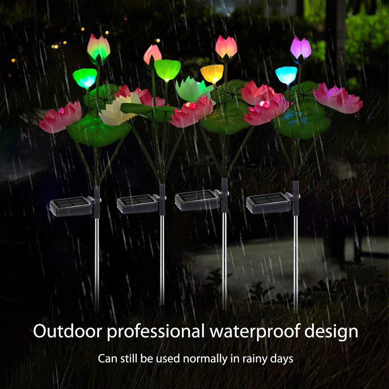 2db 4LED dekoratív lámpák színes gradiens napelemes lótusz udvari füves lámpák világító díszek otthoni dekoráció a terasz park ösvényéhez