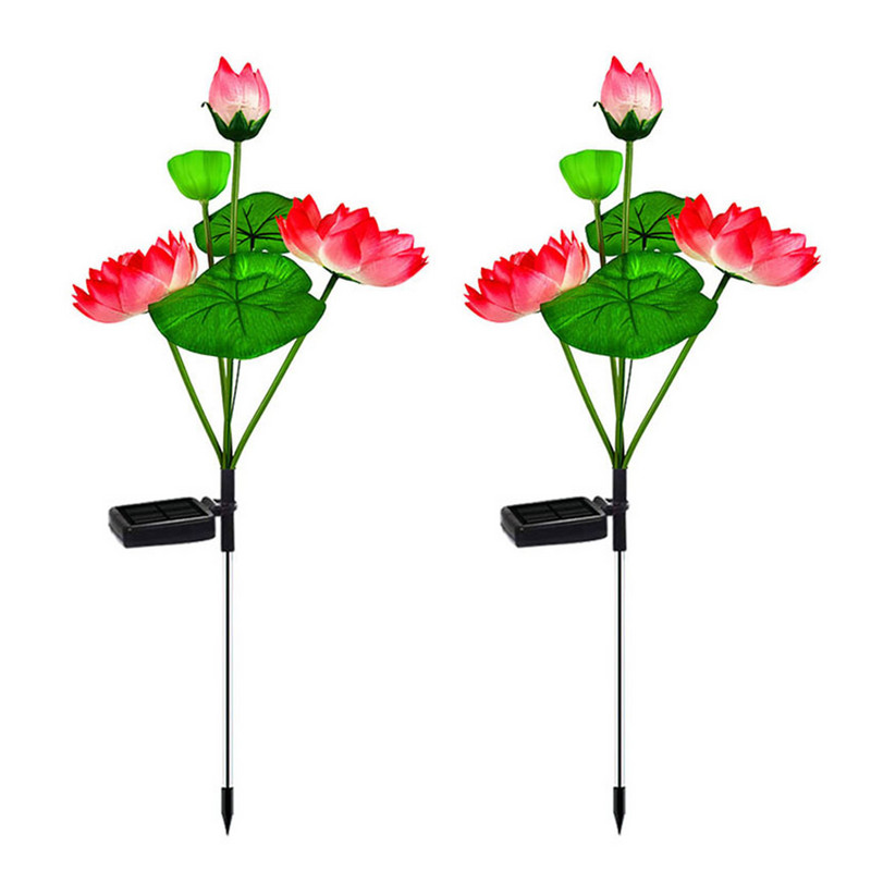 2db 4LED dekoratív lámpák színes gradiens napelemes lótusz udvari füves lámpák világító díszek otthoni dekoráció a terasz park ösvényéhez