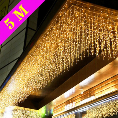 Водоустойчиви коледни светлини 5M Droop Outdoor Icicle String Lights for Garden Mall Eaves Balcon Decoration House Decoration