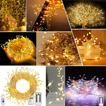 Αδιάβροχο φωτιστικό για εξωτερικούς χώρους LED Firecracker Fairy Light 8 Λειτουργίες Xmas Tree Home Party Holiday Garden Decor USB/Battery D30