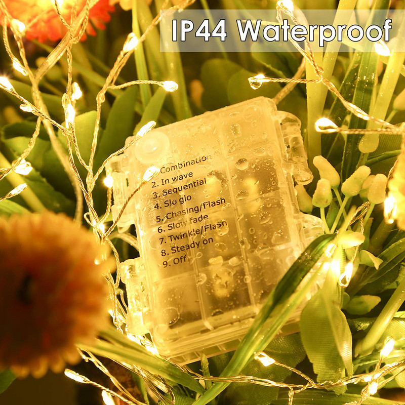 Kültéri vízálló zsinór lámpa LED petárda tündérfény 8 mód karácsonyfa Otthoni buli Ünnep Kerti dekor USB/Akkumulátor D30