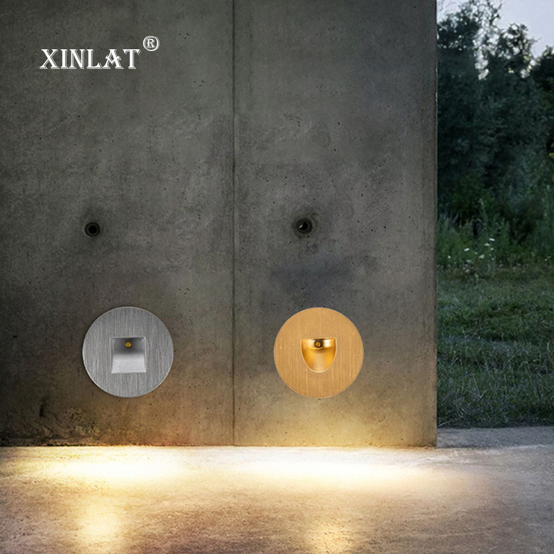 Led lépcsőlámpa süllyesztett alumínium négyzet alakú kerek fali lámpa arany fehér beltéri kültéri vízálló lépcsős konyhai előtérhez