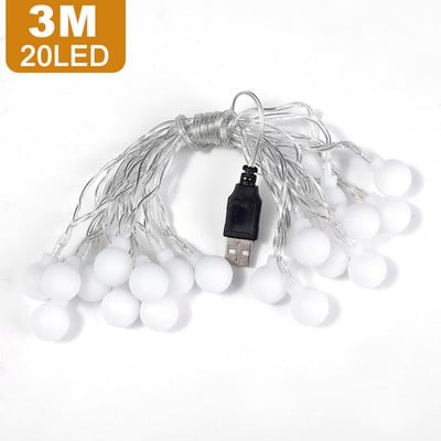 2/3/6M LED cu bile rotunde șir de lumini USB lampă Ghirlanda de Crăciun zâne șir de iluminat petrecere în aer liber grădină dormitor decorare
