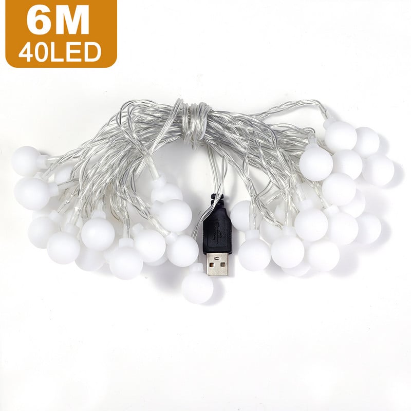 2/3/6M LED cu bile rotunde șir de lumini USB lampă Ghirlanda de Crăciun zâne șir de iluminat petrecere în aer liber grădină dormitor decorare