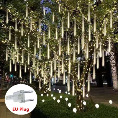 Meteorų dušo styginių lempučių kalėdinės dekoracijos, skirtos fėjos sodui, vestuvių vakarėlio dekoravimui Lauko šviestuvai Pasakų šviesų užuolaidos