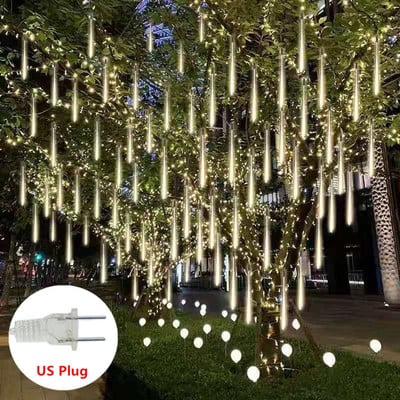 Meteorų dušo styginių lempučių kalėdinės dekoracijos, skirtos fėjos sodui, vestuvių vakarėlio dekoravimui Lauko šviestuvai Pasakų šviesų užuolaidos