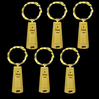 6ps vyno butelio apšvietimas su kamštinėmis LED lempučių stygomis Baterija Fairy Lights girlianda Kalėdų eglutė „Pasidaryk pats“ Navidad vestuvių baro puošmena