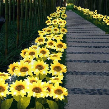 Solar Sunflowers Outside Garden Light Lawn IP65 Waterproof Solar Flowers Pathway Light for Patio Yard Wedding Holiday Decoration