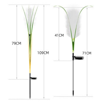 2бр. Слънчева атмосферна светлина за морава Лесна инсталация Фрагмити Декоративна пътека Пейзажни светлини Вградена батерия за вътрешен двор