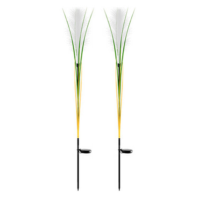 2gab Saules zāliena atmosfēras gaisma Vienkārša uzstādīšana Fragmīti Dekoratīvās celiņa ainavas gaismas Iebūvētais akumulators pagalmam