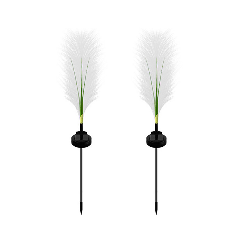 2gab Saules zāliena atmosfēras gaisma Vienkārša uzstādīšana Fragmīti Dekoratīvās celiņa ainavas gaismas Iebūvētais akumulators pagalmam