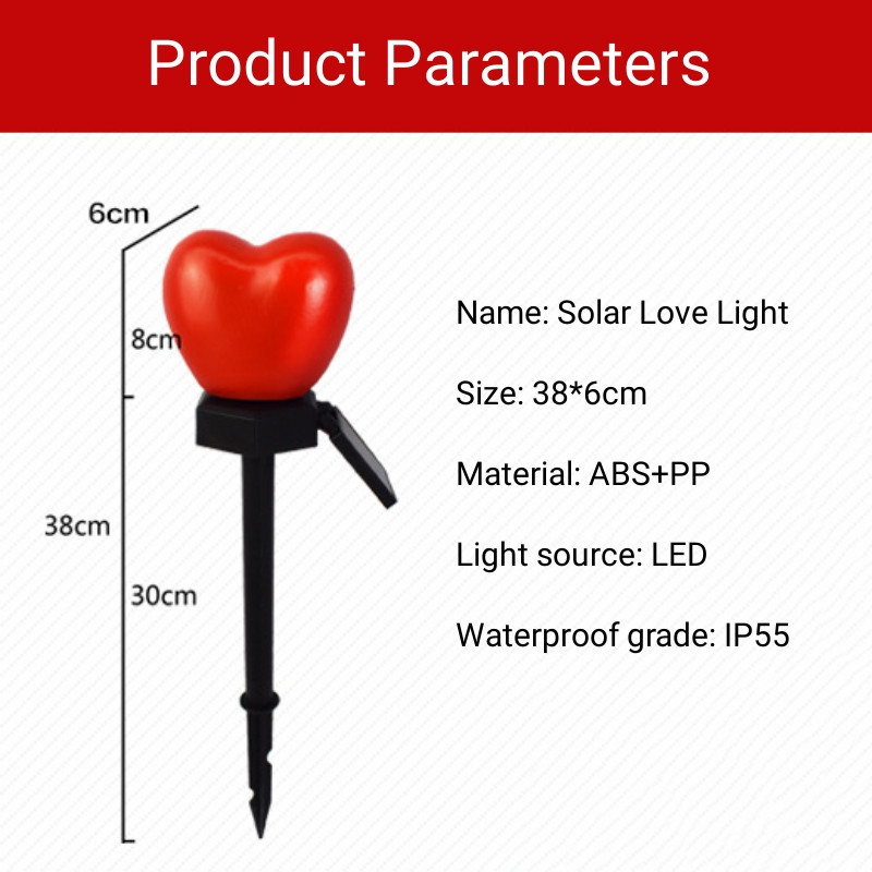 Saules dārza gaismas LED mīlestības gaisma āra ūdensnecaurlaidīgas zāliena lampas ainavu apgaismojums Valentīna dienas kāzām / iekšpagalmam / ceļa dekorēšanai
