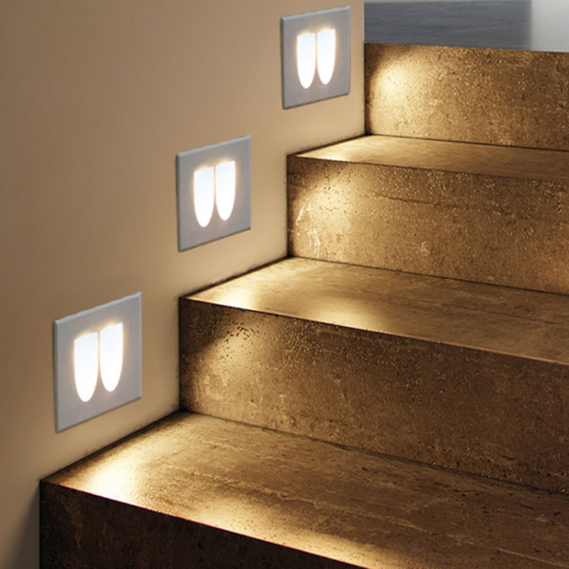 Lauko įleidžiama LED laiptų šviesa vandeniui atspari laiptų lempa Aliuminio prieškambario laiptų lempa kojoms vila sodo tako sieninė kampinė lempa
