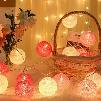 20LED Βαμβακερή μπάλα Fairy Lights 2,2M String Light για το σπίτι Παιδικό Υπνοδωμάτιο Διακόσμηση πάρτι εξωτερικού κήπου Γιορτινός φωτισμός