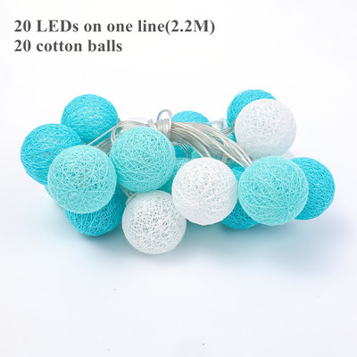 20LED medvilniniai rutuliniai šviestuvai 2,2M girliandos stygos, skirtos namų vaikų miegamojo lauko sodo vakarėlio dekoravimui šventinis apšvietimas