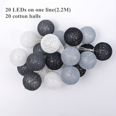 20LED medvilniniai rutuliniai šviestuvai 2,2M girliandos stygos, skirtos namų vaikų miegamojo lauko sodo vakarėlio dekoravimui šventinis apšvietimas