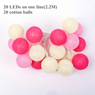 20LED medvilniniai rutuliniai šviestuvai 2,2M girliandos stygos, skirtos namų vaikų miegamojo lauko sodo vakarėlio dekoravimui šventinis apšvietimas