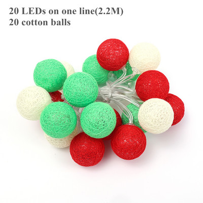 20LED medvilniniai rutuliniai šviestuvai 2,2M girliandos stygos, skirtos namų vaikų miegamojo lauko sodo vakarėlio dekoravimui šventinis apšvietimas