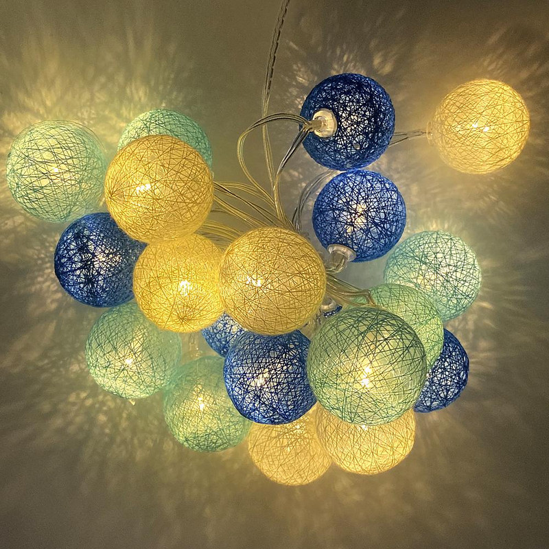 20LED medvilniniai rutuliniai šviestuvai 2,2M girliandos stygos, skirtos namų vaikų miegamojo lauko sodo vakarėlio dekoravimui šventinis apšvietimas