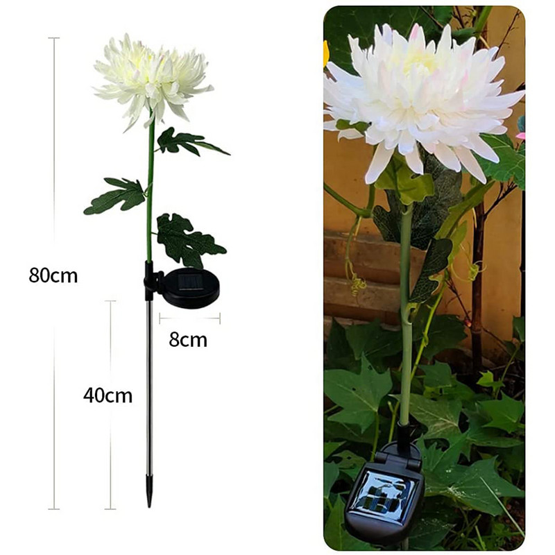 Napelemes krizantém kültéri kerti pázsit lámpa IP65 vízálló virágok ösvény lámpa terasz udvar zöldséges kert ünnepi dekoráció