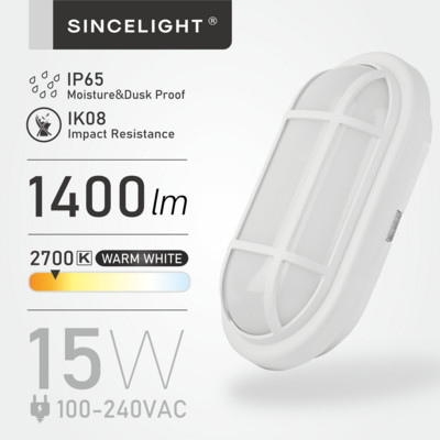 Morden 15 W LED starpsienu sienas gaismeklis IP65 ūdensnecaurlaidīgs āra virsmas, ieplūstošas montāžas drošības ovāls lampas armatūra garāžas iekšpagalma verandai