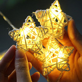 LED kokvilnas stīgu pasaku gaismas istabas dekori Guļamistabas nakts gaismas festivāls ballīšu koks, rotangpalmas roku darbs, radošs gaismas stīgu