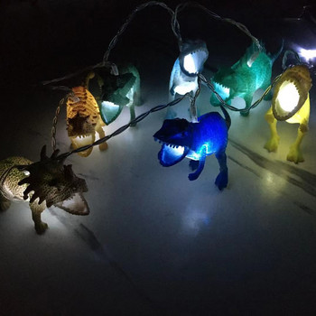 10 LED светлини за низове на динозаври за деца Коледни приказни светлини Светлини за детска стая Парти подарък Джурасик свят Декор Светлинни шнурове