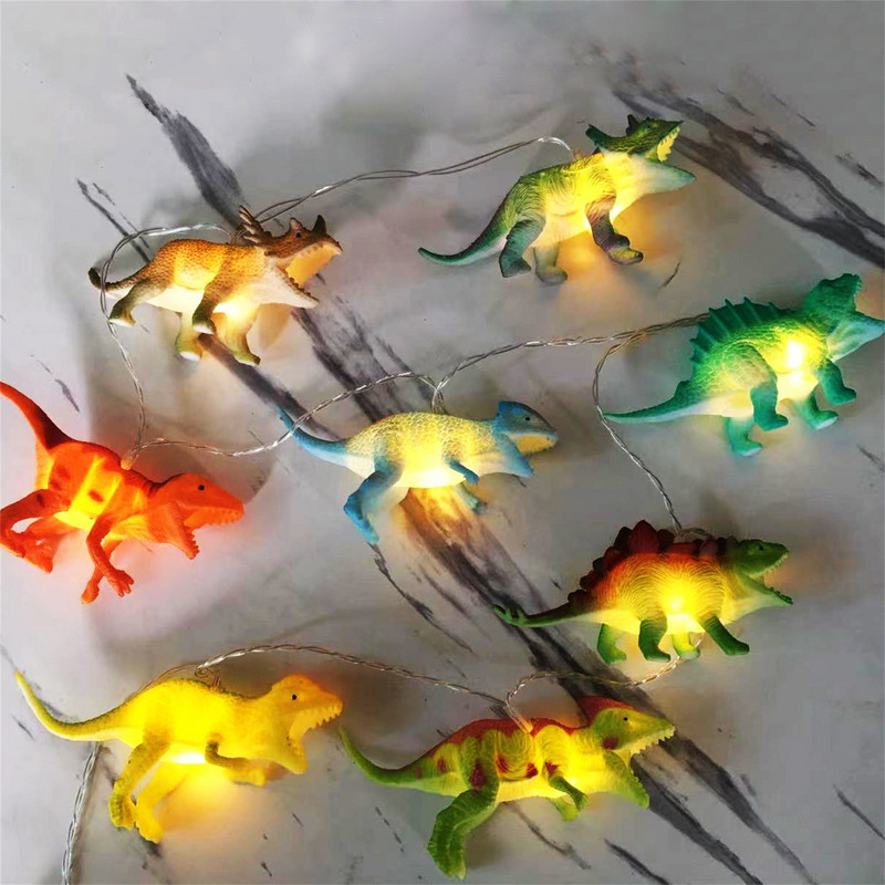 10 LED-es dinoszaurusz füzér lámpa gyerekeknek karácsonyi tündérfények gyerekszoba fényei parti ajándék Jurassic világ dekor zsinór