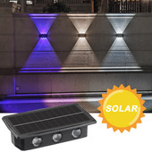 Sieninis saulės šviestuvas IP65 Atsparus vandeniui Didelio ryškumo aukštyn ir žemyn Saulės lauko šviesos LED lemputė Namų sodo lauko sieninis šviestuvas