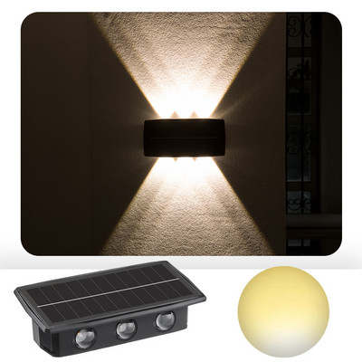 Sieninis saulės šviestuvas IP65 Atsparus vandeniui Didelio ryškumo aukštyn ir žemyn Saulės lauko šviesos LED lemputė Namų sodo lauko sieninis šviestuvas