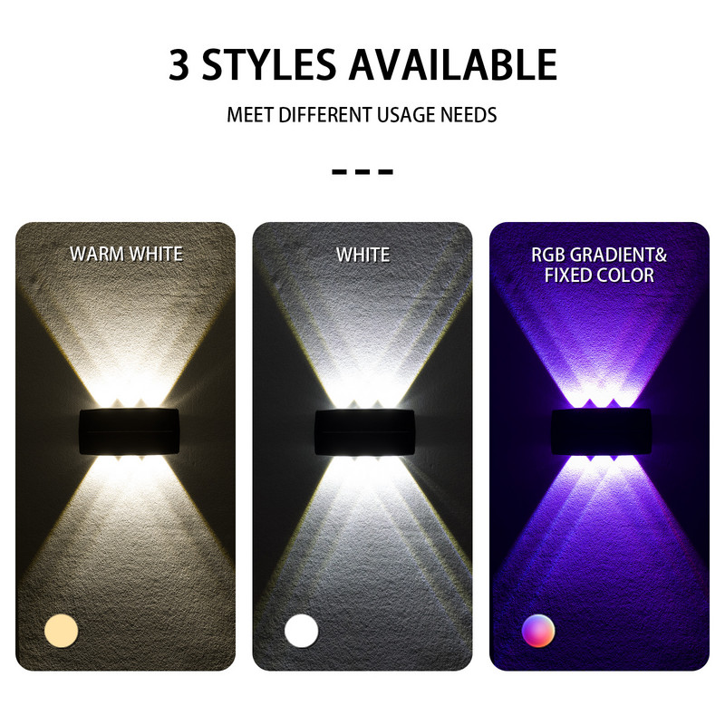 Sieninis saulės šviestuvas IP65 Atsparus vandeniui Didelio ryškumo aukštyn ir žemyn Saulės lauko šviesos LED lemputė Namų sodo lauko sieninis šviestuvas