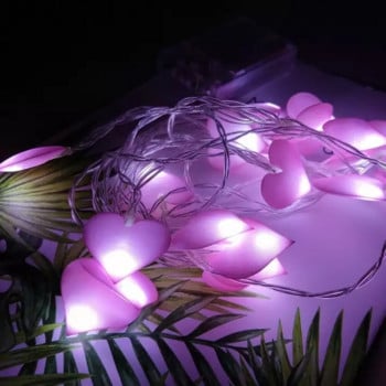 20 Led Love Heart Сватбена декорация String Lights Pink Girl Wedding Party Home Decor Fairy Garland Gifts Day Day