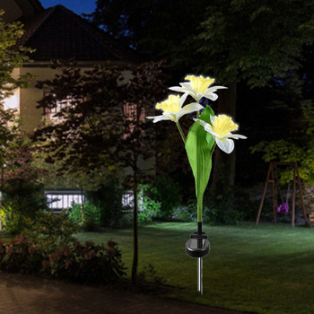 2бр. Декоративни светлини за морава с цветя Издръжливо слънчево пейзажно осветление Лесна инсталация Симулирана вградена батерия за домашна градина