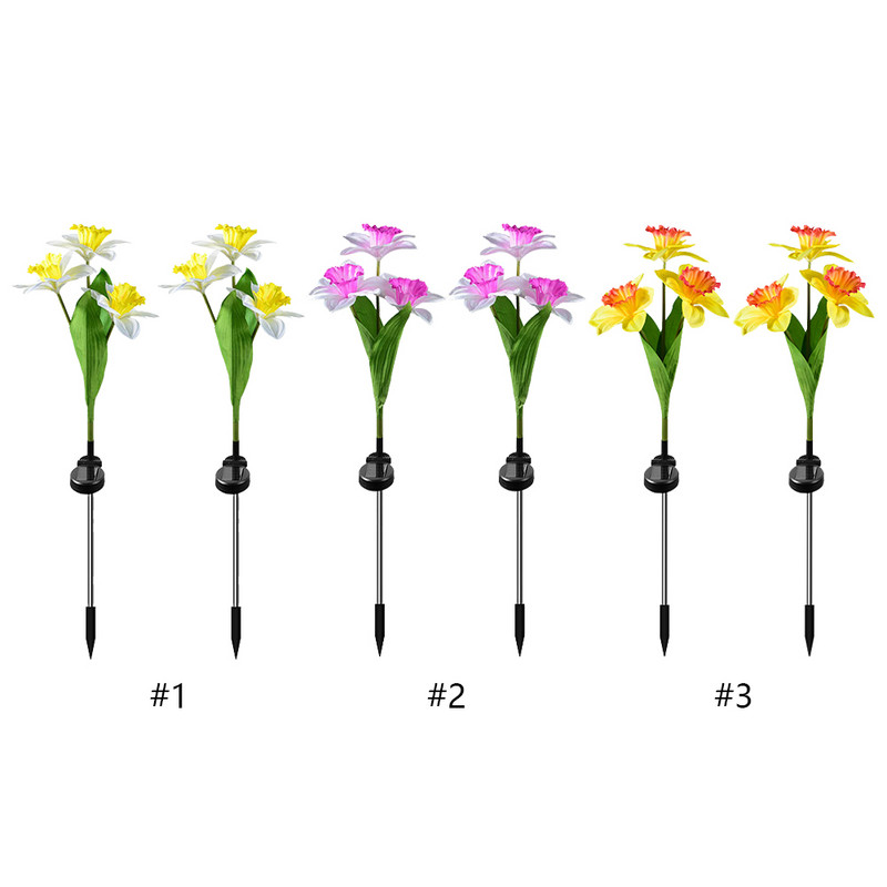 2gab. Ziedu zāliena dekoratīvās gaismas Izturīgs saules ainavu apgaismojums Vienkārša uzstādīšana Simulēts iebūvēts akumulators mājas dārzam