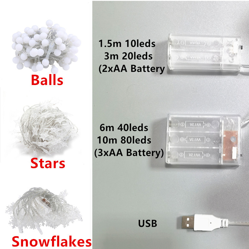 Jaungada sniegpārsla zvaigzne bumba LED stīgu pasaku gaismas ielu vītnes dārzs DIY Ziemassvētku eglīšu rotājumi āra kāzu dekori