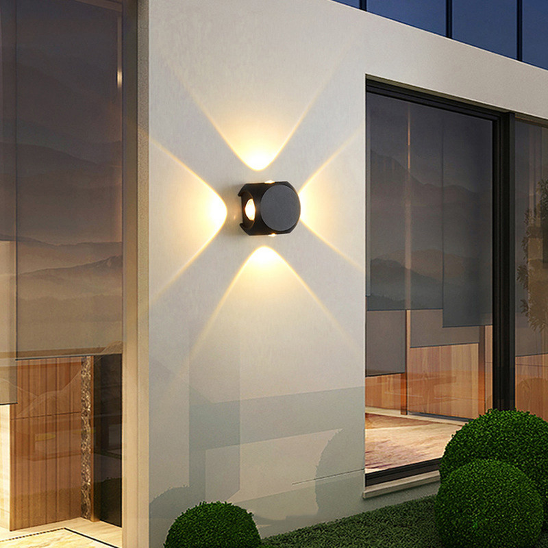 6W 12W Lampă de perete pentru exterior, impermeabilă IP65, din aluminiu, bilă mică, alb, negru, iluminat decorativ, lumină de perete pentru veranda pentru culoar