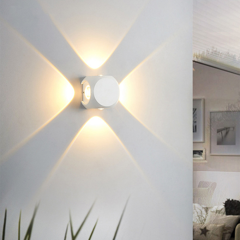 6W 12W Lampă de perete pentru exterior, impermeabilă IP65, din aluminiu, bilă mică, alb, negru, iluminat decorativ, lumină de perete pentru veranda pentru culoar