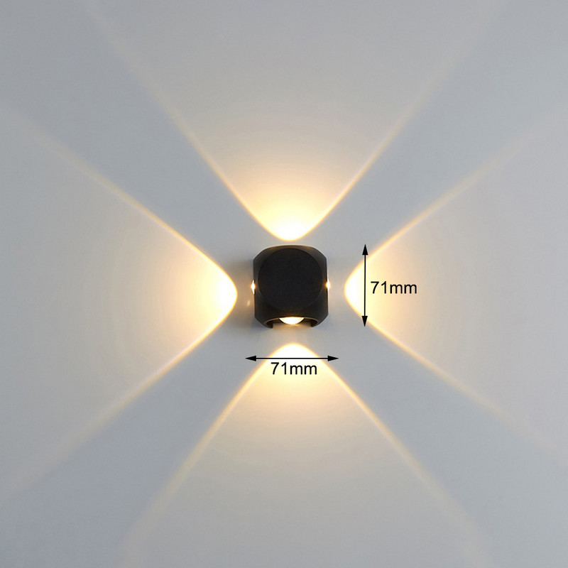 6W 12W Lampă de perete pentru exterior, impermeabilă IP65, din aluminiu, bilă mică, alb, negru, iluminat decorativ, lumină de perete pentru veranda pentru culoar